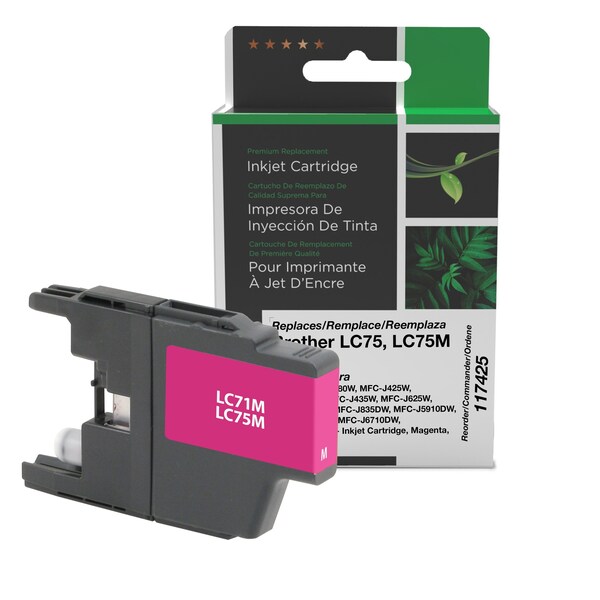 Cig Clover Imaging Non-OEM New High Yield Magenta Ink Cartridge for Brother LC71/LC75 117425 - main